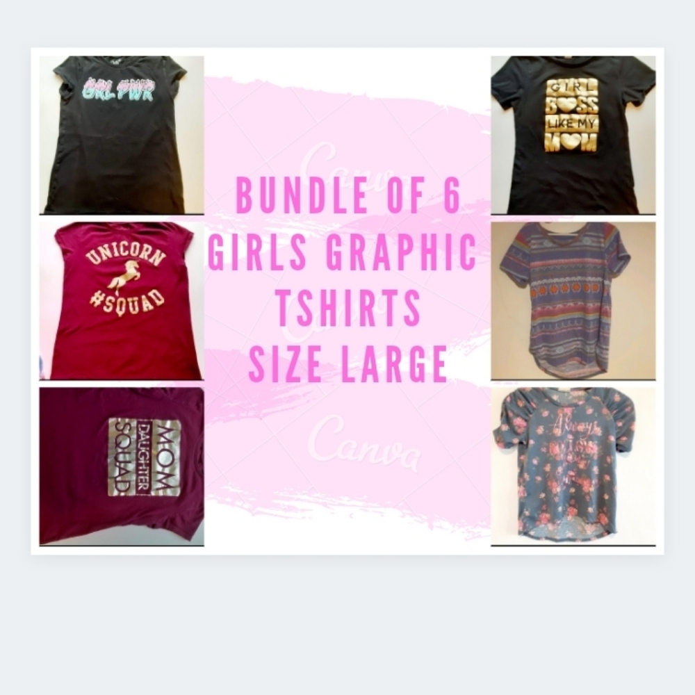 Bundle of 6 Girls size Large/10 graphic tshirts